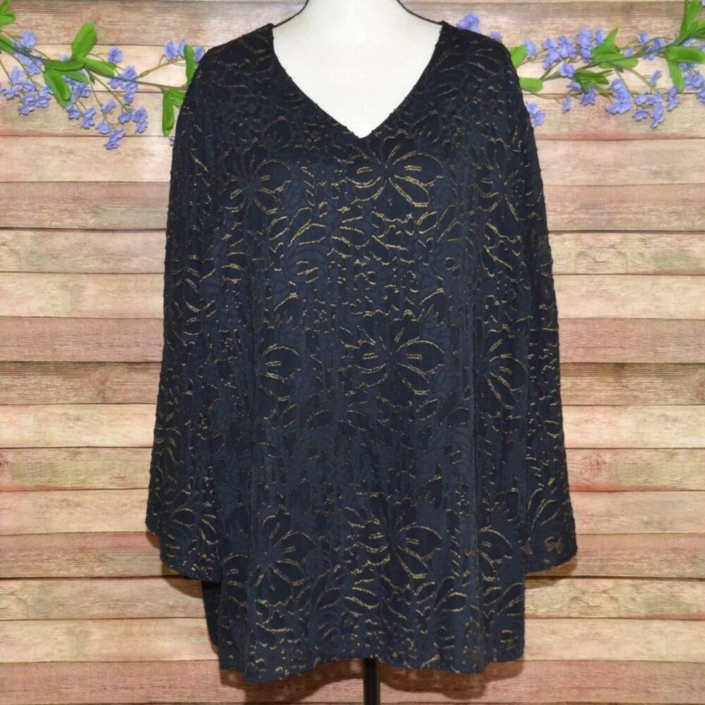 Elegant Black and Gold Lace Women's Top